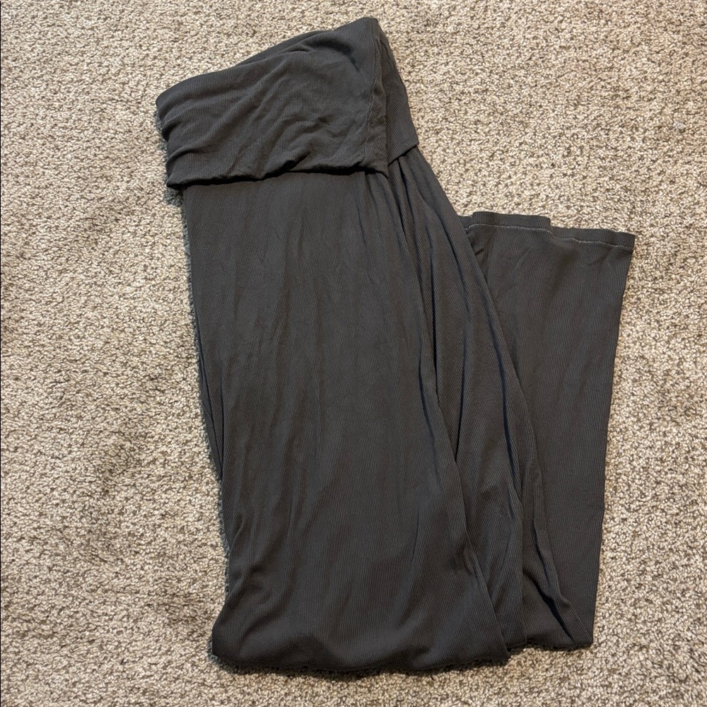 Skims Charcoal Soft Lounge Fold Over Ribbed Pants Size 4XL | cozy | stretchy
